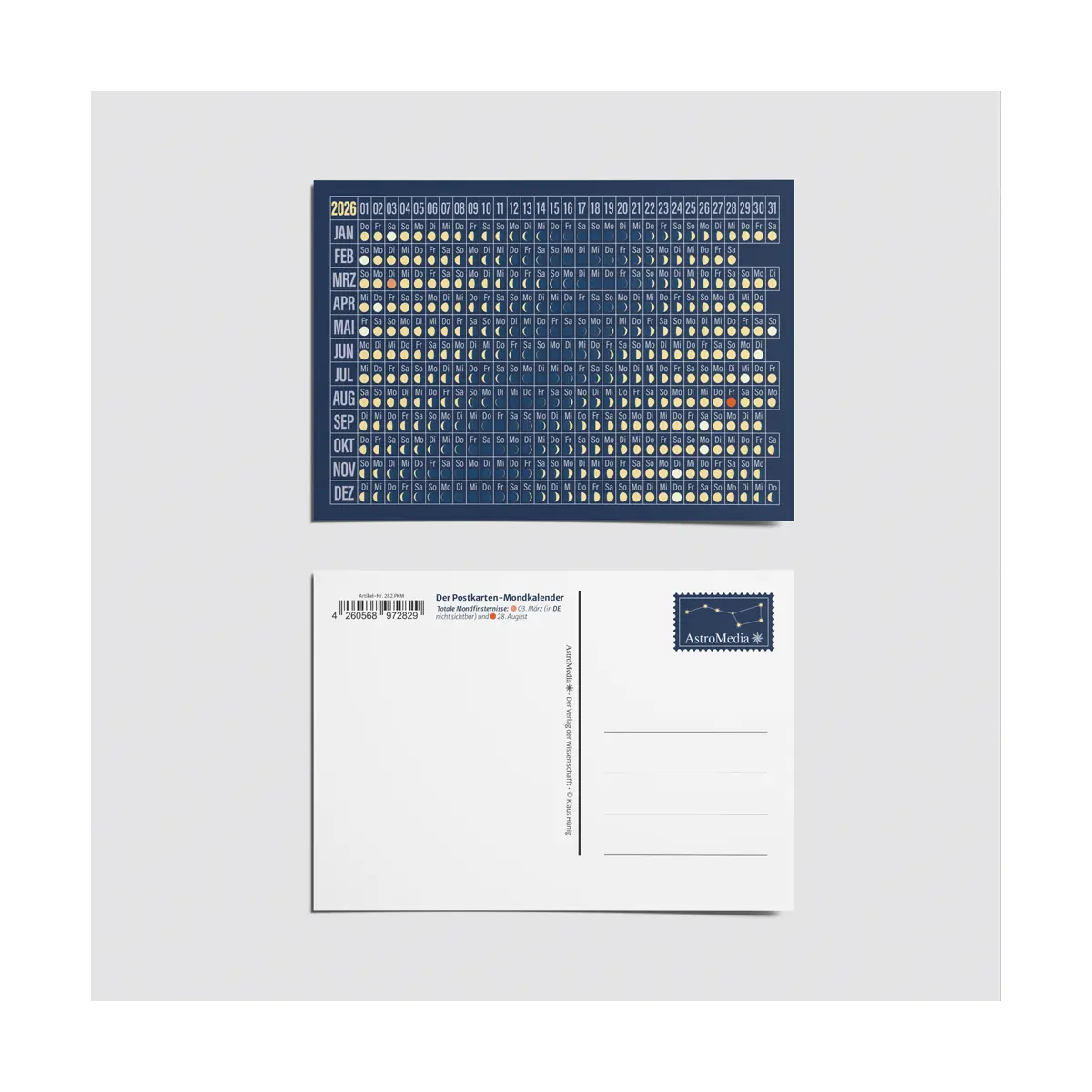 La carte postale calendrier lunaire 2026 - AstroMedia