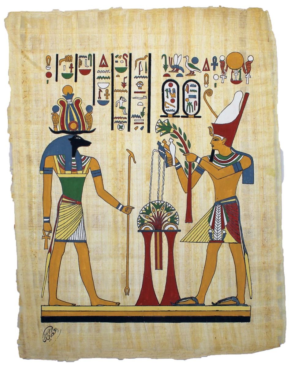 Papyrus Gross-Formate - Chnum und Ramses II. bemalt