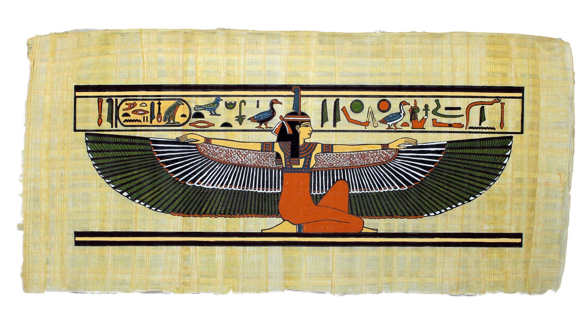 Papyrus Gross-Formate - Göttin Maat bemalt