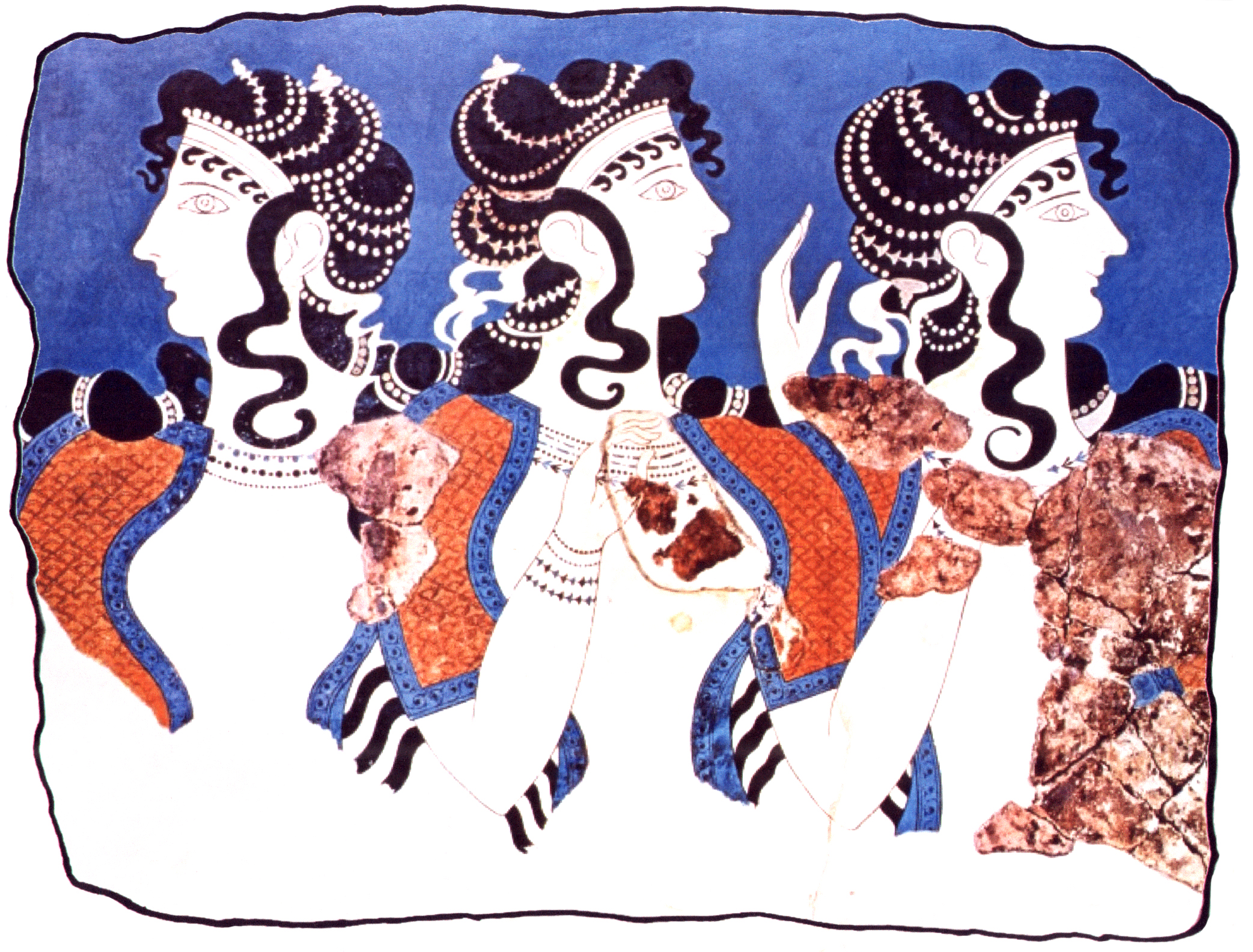 Plaque de plâtre - Trois dames de Knossos