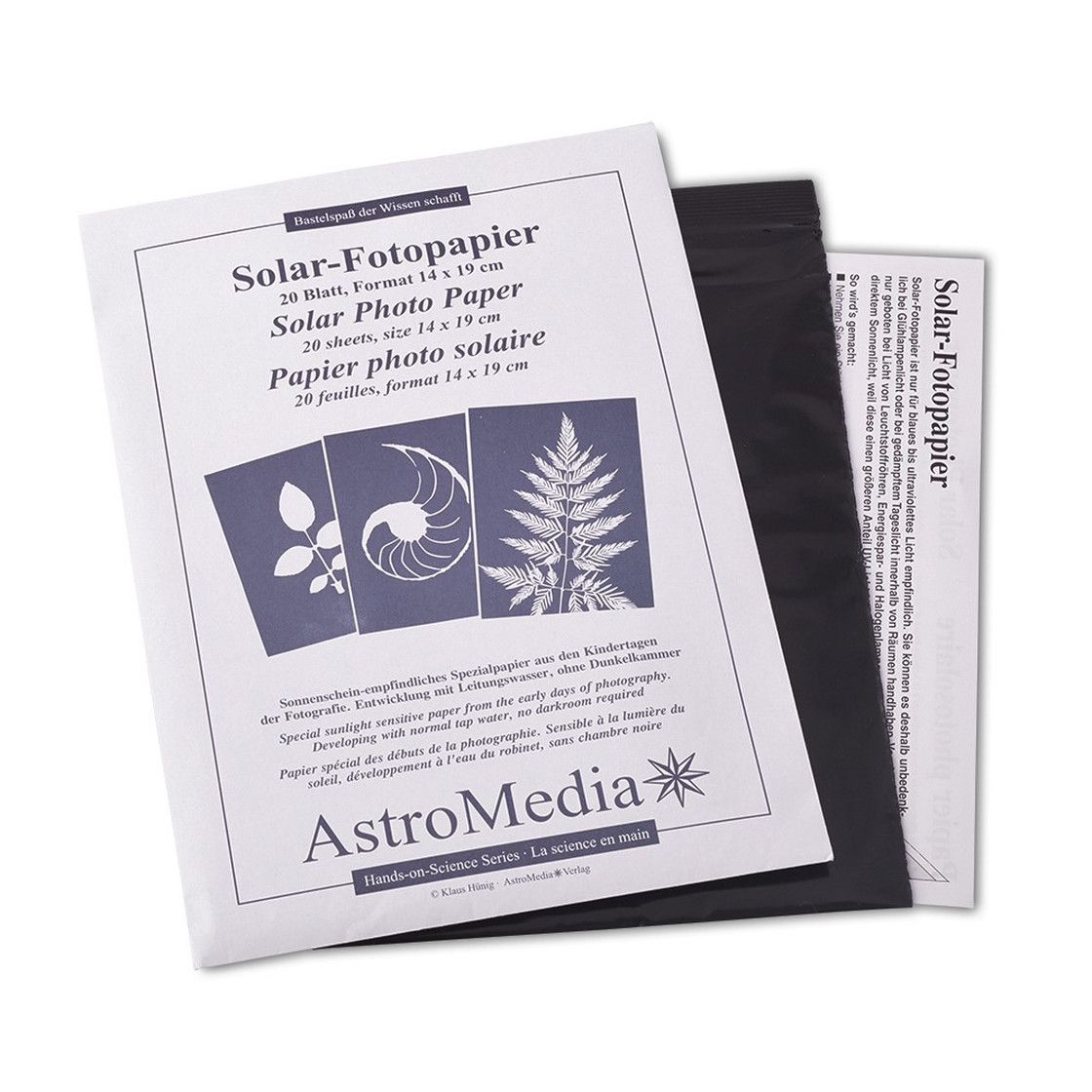 Das Solar-Fotopapier / Cyanotypie-Papier (14 x 19 cm), 20 Blatt - AstroMedia