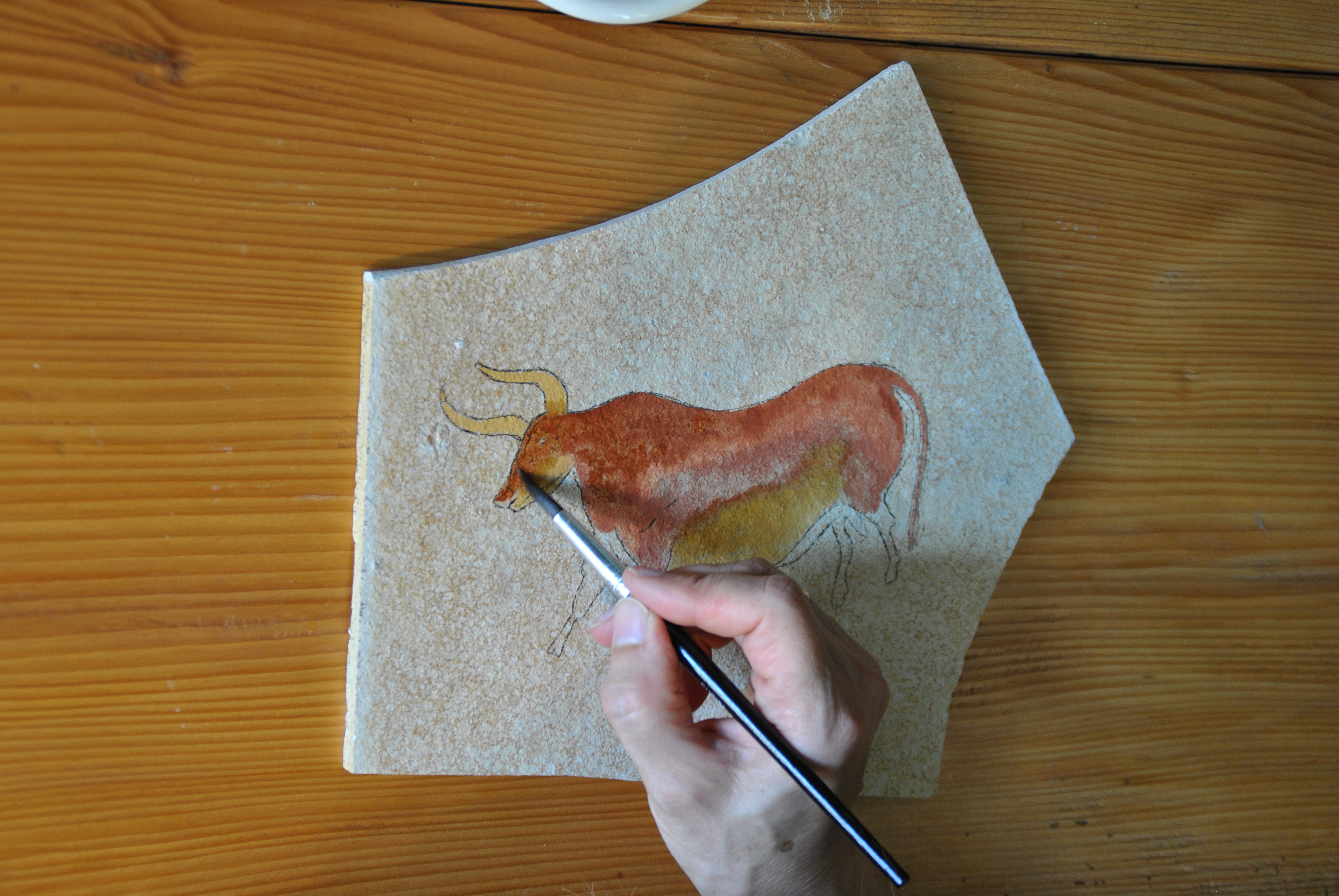 Plaques de pierre de carrière peinture rupestre