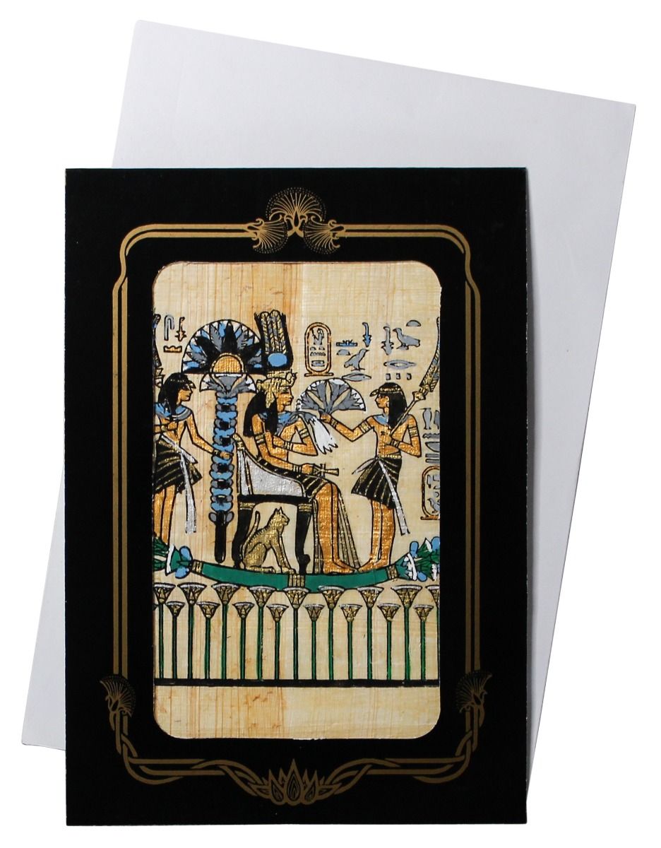 Papyrus Mini-Galerie - Prinzessin auf dem Nilboot bemalt