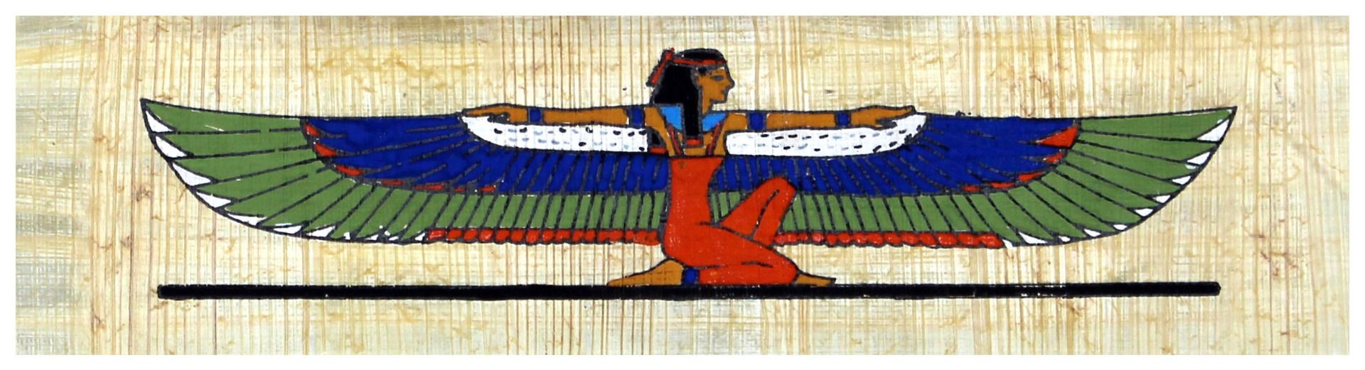 Papyrus Lesezeichen - Göttin Maat bemalt