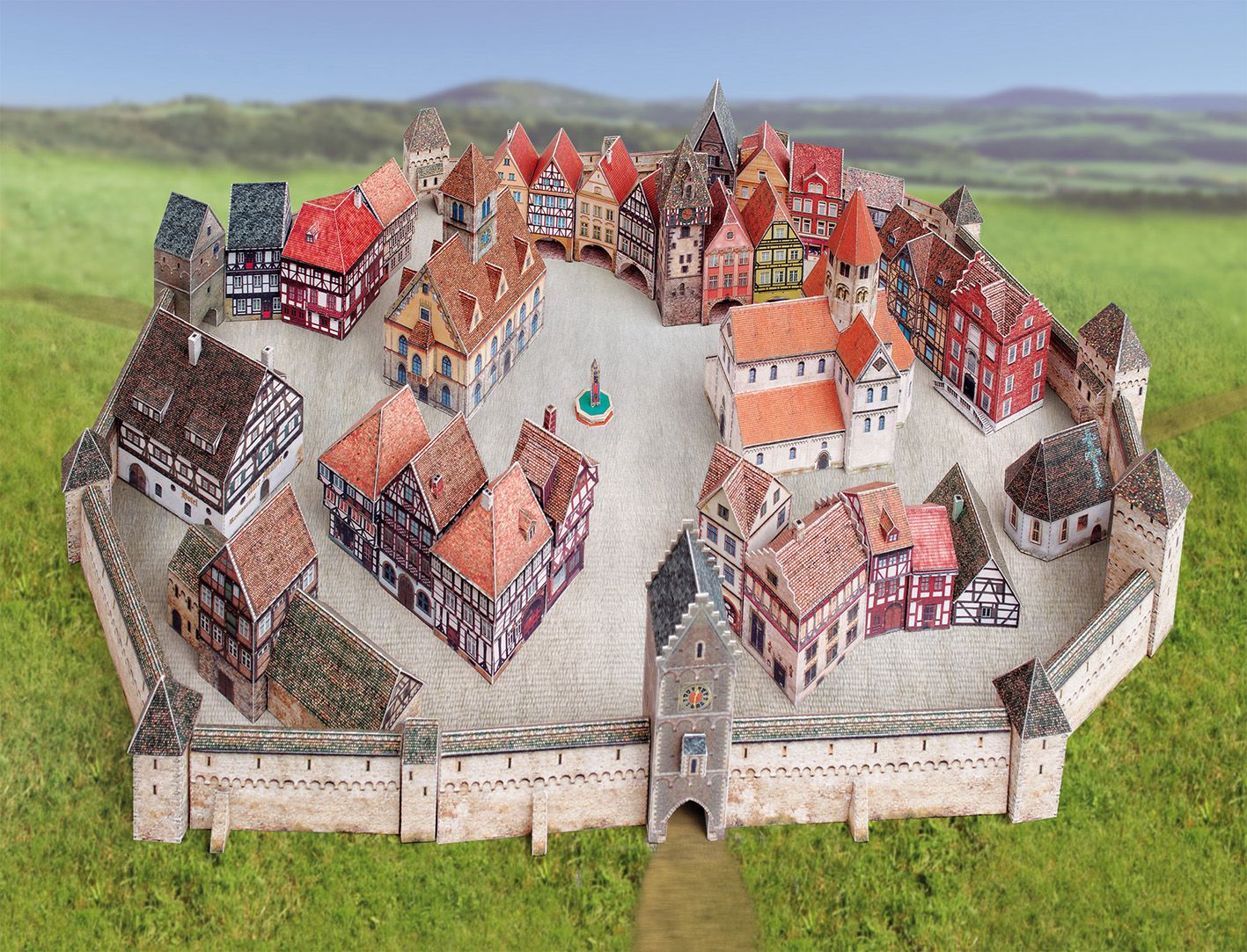 Kartonbausatz Mittelalter - Mittelalterliche Kleinstadt