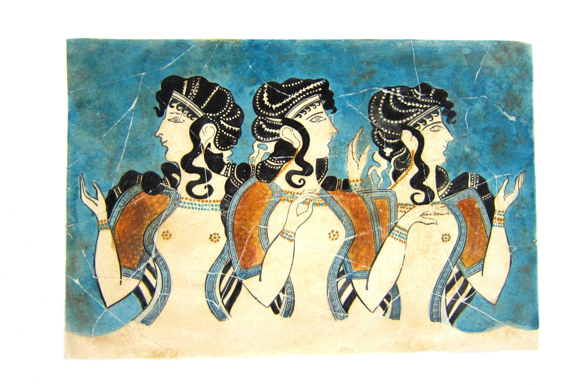 Plaque de plâtre - Trois dames de Knossos