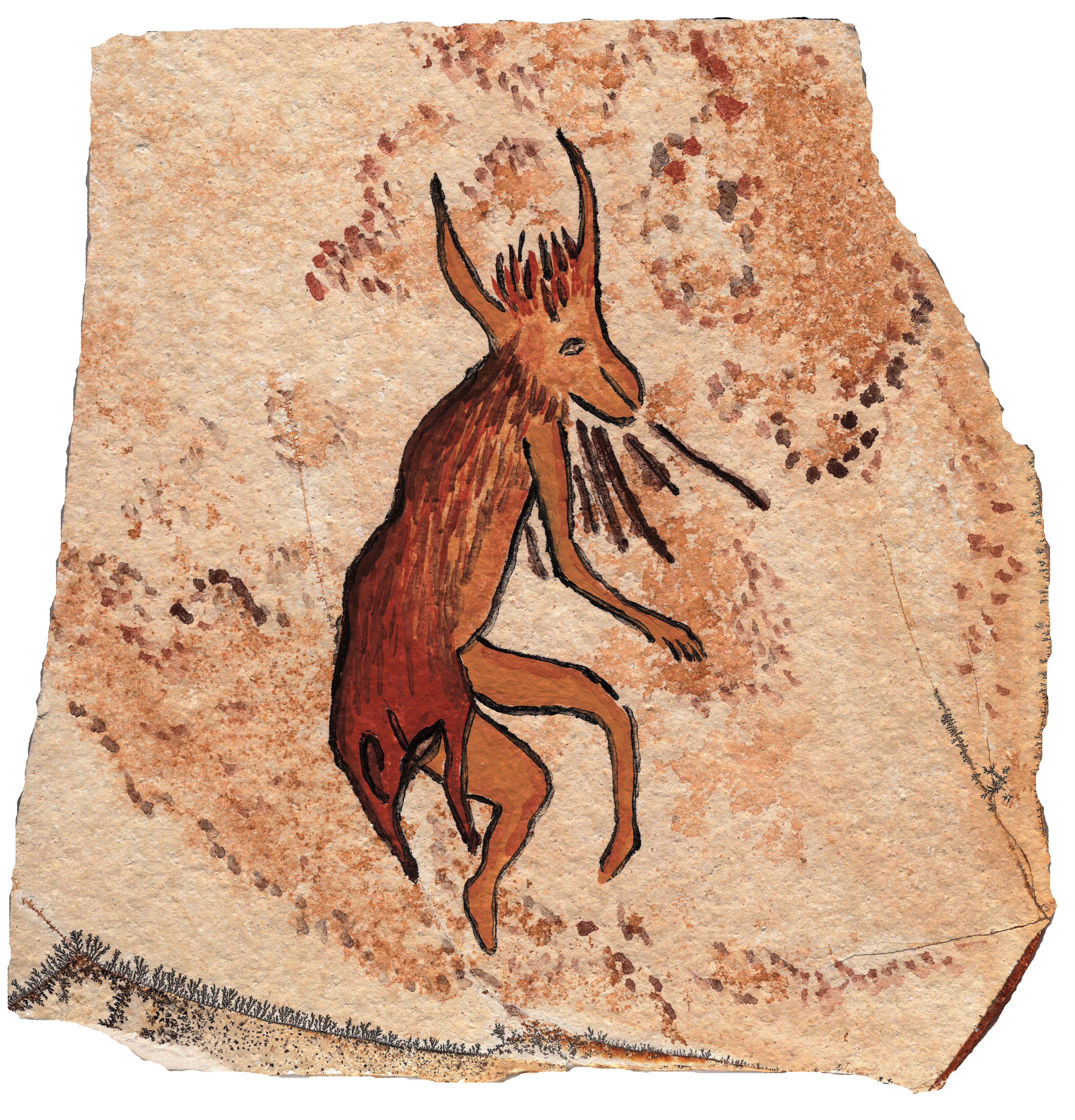 Peinture rupestre motif unique "Chaman dansant"