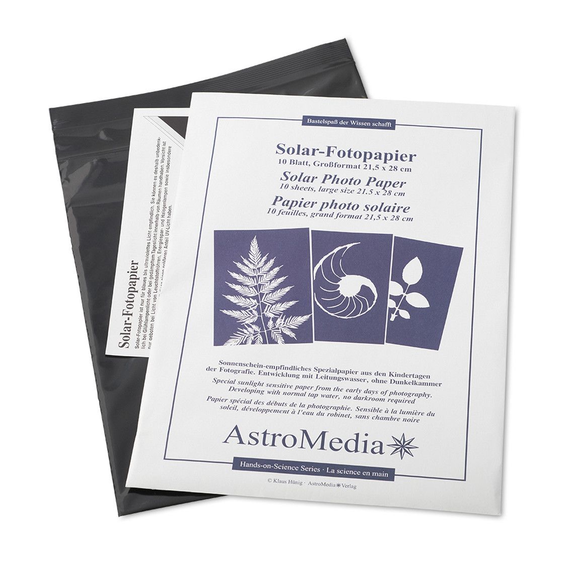 Das Solar-Fotopapier / Cyanotypie-Papier (21,5 x 28 cm), 10 Blatt - AstroMedia