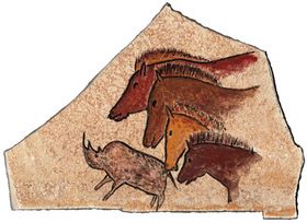 Höhlenmalerei Einzelmotiv „Pferde und Wollnashorn“