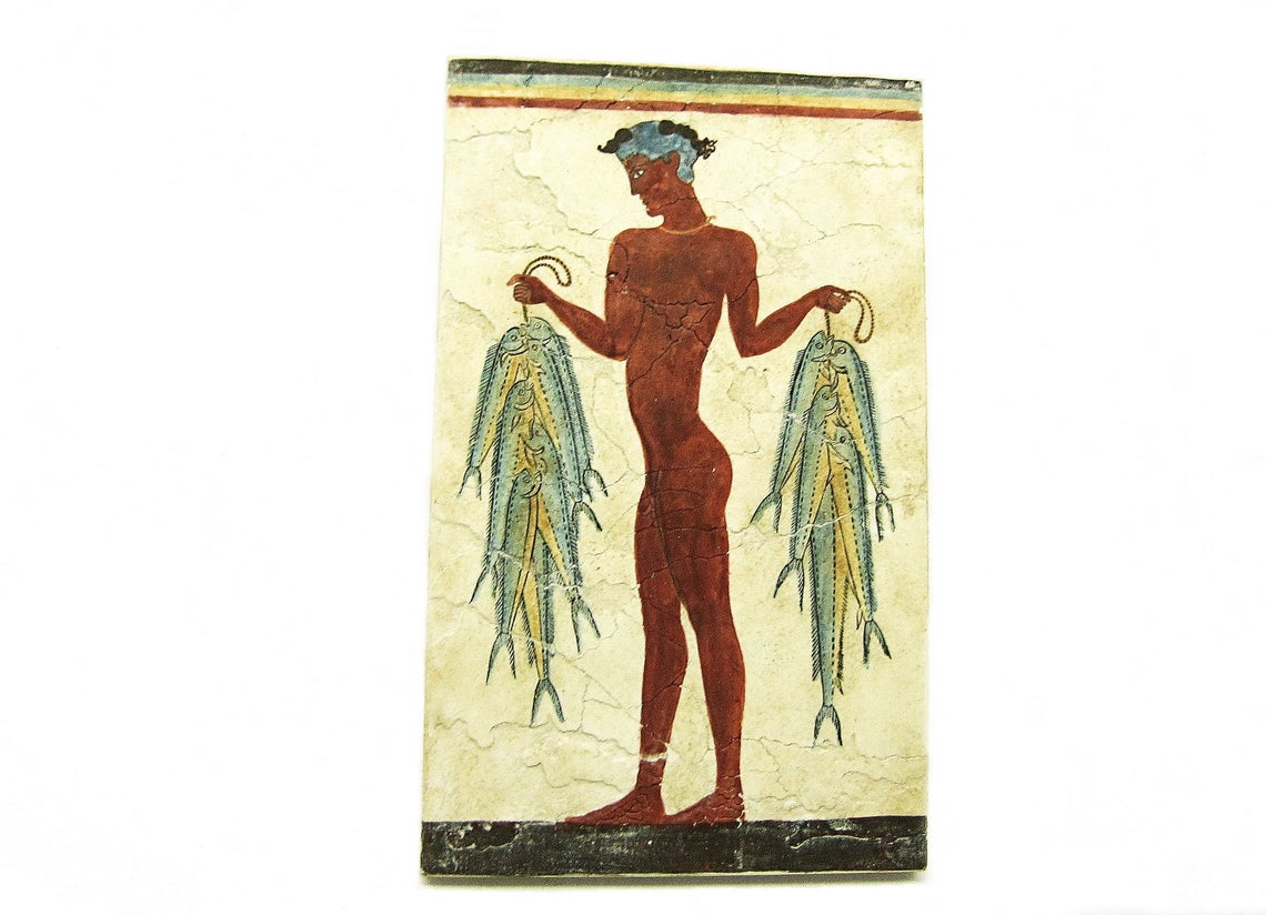 Plaque de plâtre - Pêcheurs de Santorin